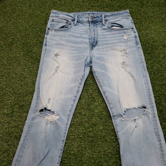 American Eagle Flex Athletic Fit Blue Stretch Denim Jeans Men’s Size 33x32 4753 - Picture 3 of 11